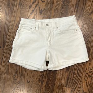 Levi’s White Denim Mid Rise Jean Shorts. Size 30
